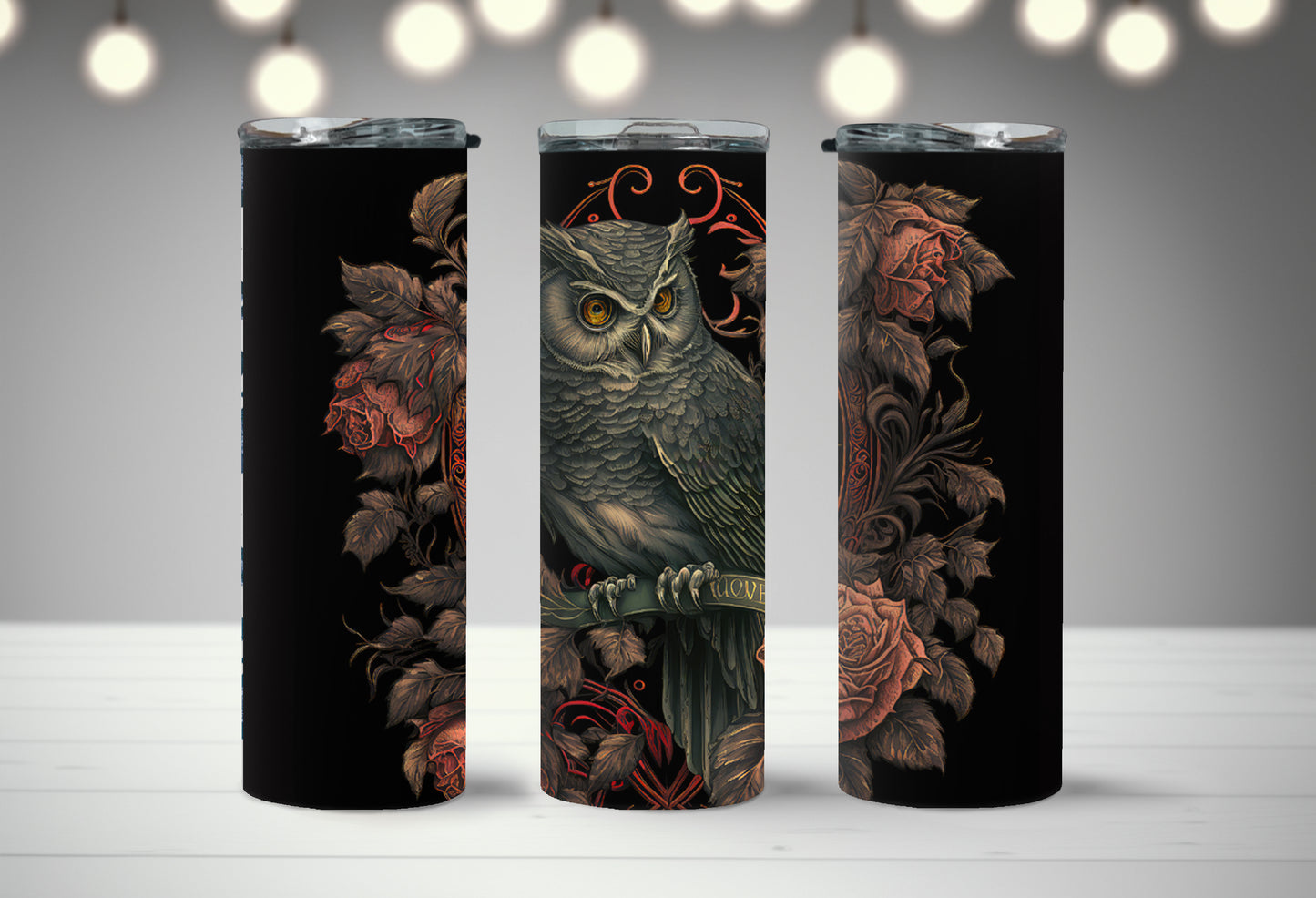 Gothic Rose Floral Owl