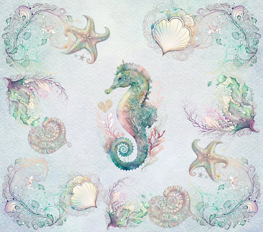 Seahorse Sea Watercolor
