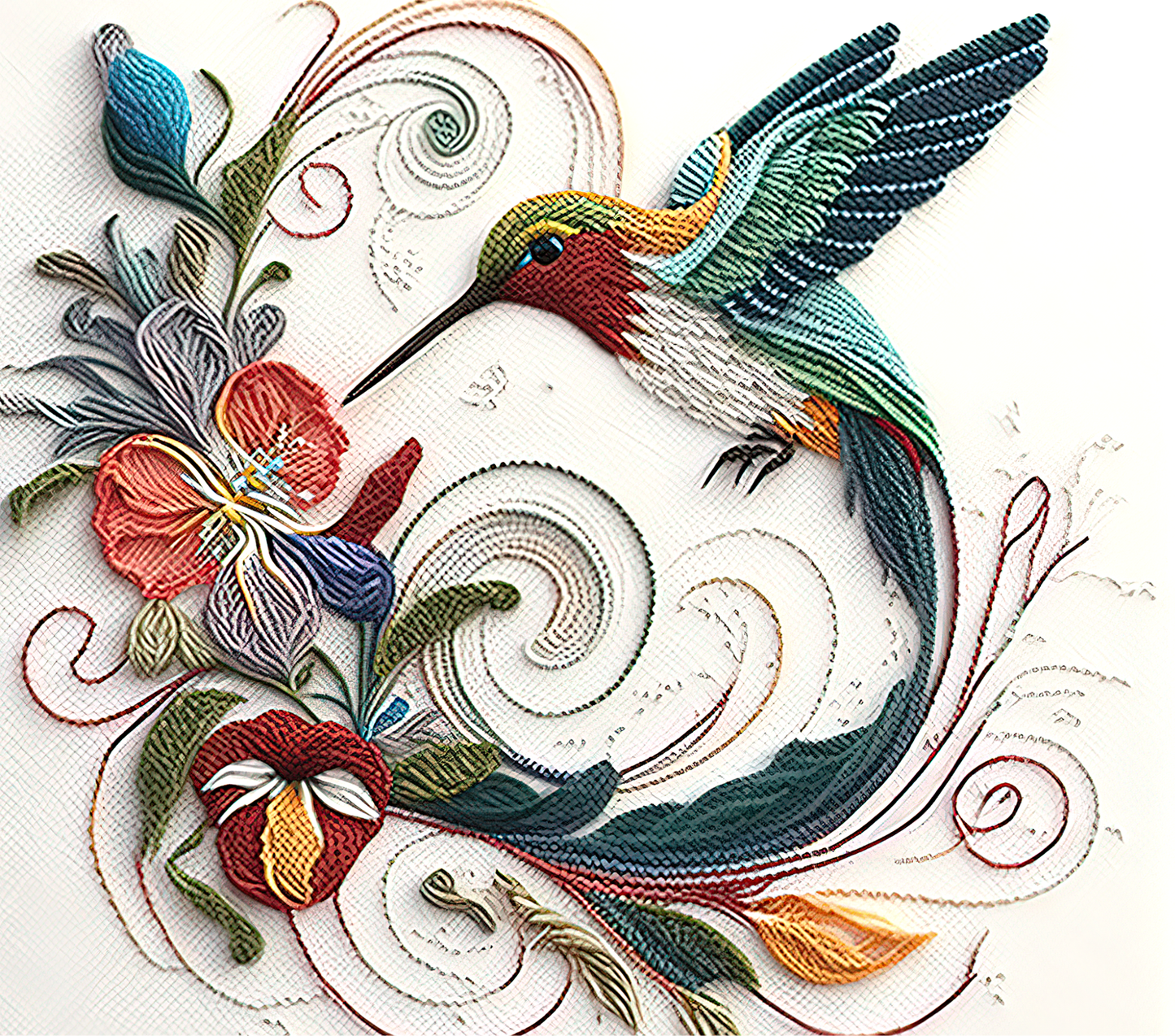 Embroidered Hummingbird