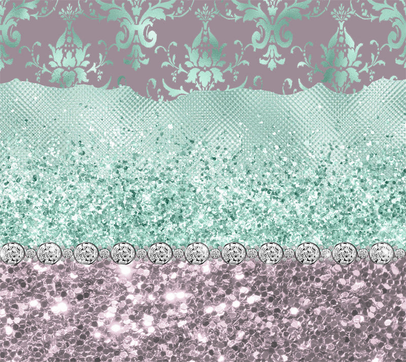 Mauve and Teal Faux Glitter