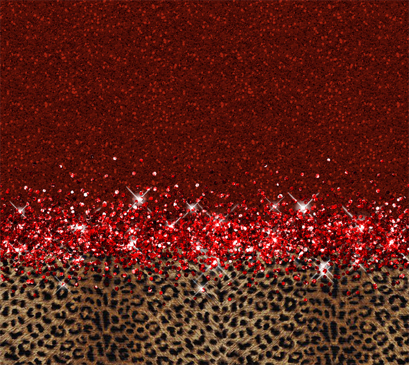 Leopard Pretty in Red Faux Glitter