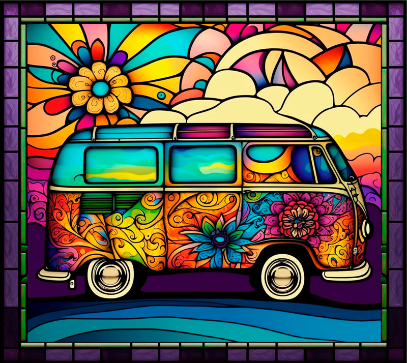 Stained Glasss Hippie Van